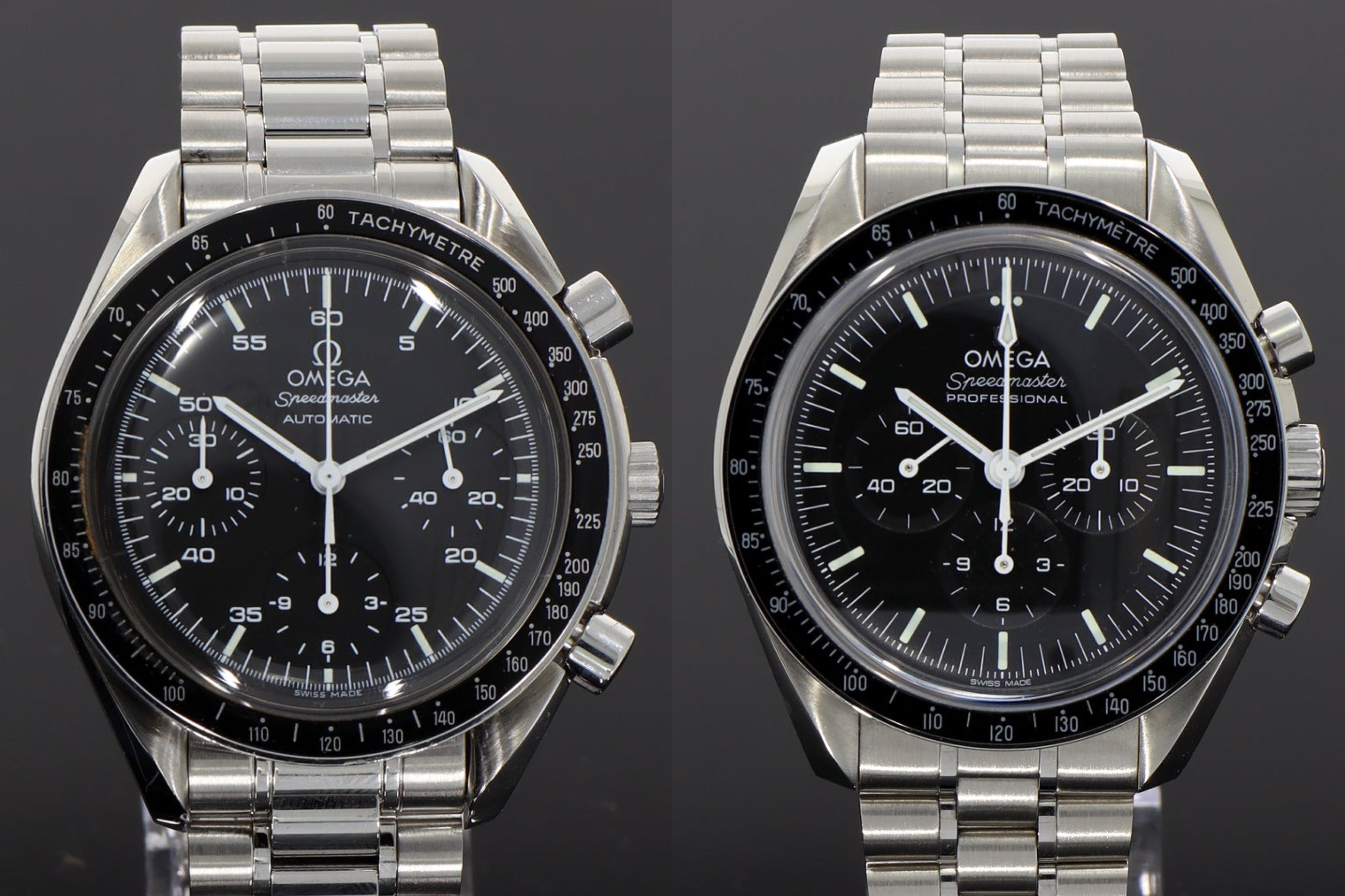 Omega Speedmaster reduced vs. Omega Speedmaster Professional