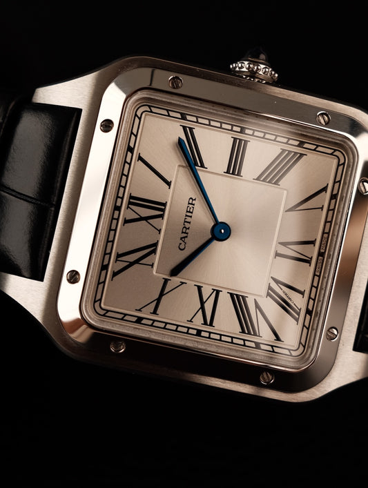 Cartier Santos Dumont Steel WSSA0032 Box + og. Papiere