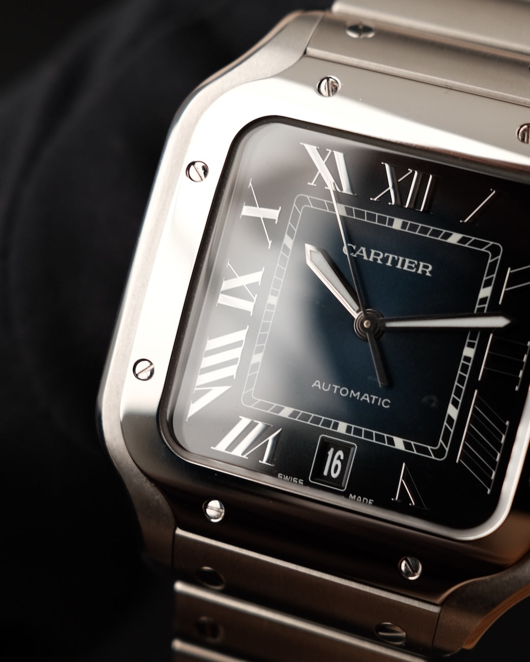 Cartier Santos de Cartier WSSA0030 Box + og. Papiere Blue Dial, LC DE, First Buyer's Invoice