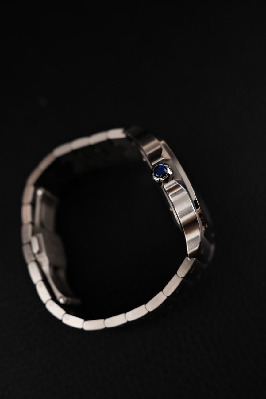 Cartier Santos de Cartier WSSA0030 Box + og. Papiere Blue Dial, LC DE, First Buyer's Invoice