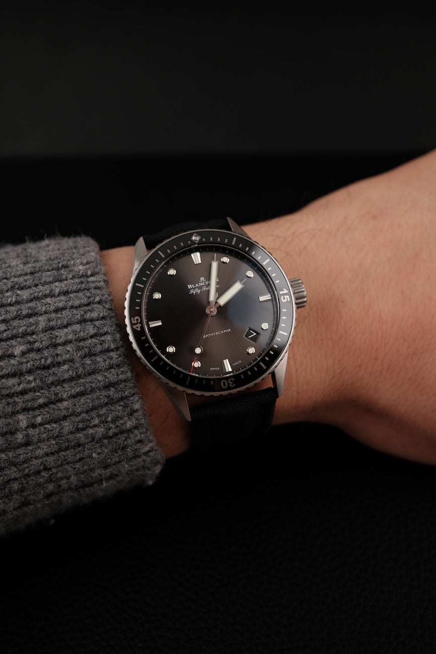 Blancpain Fifty-Fathoms Bathyscaphe 5000-1110-B52A Box + og. Papiere First Buyer's Invoice, German Delivered