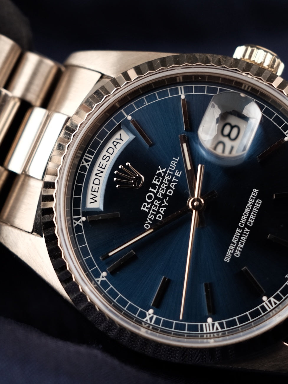 Rolex Day-Date 36 18239 Box + og. Papiere Blue Stick Dial