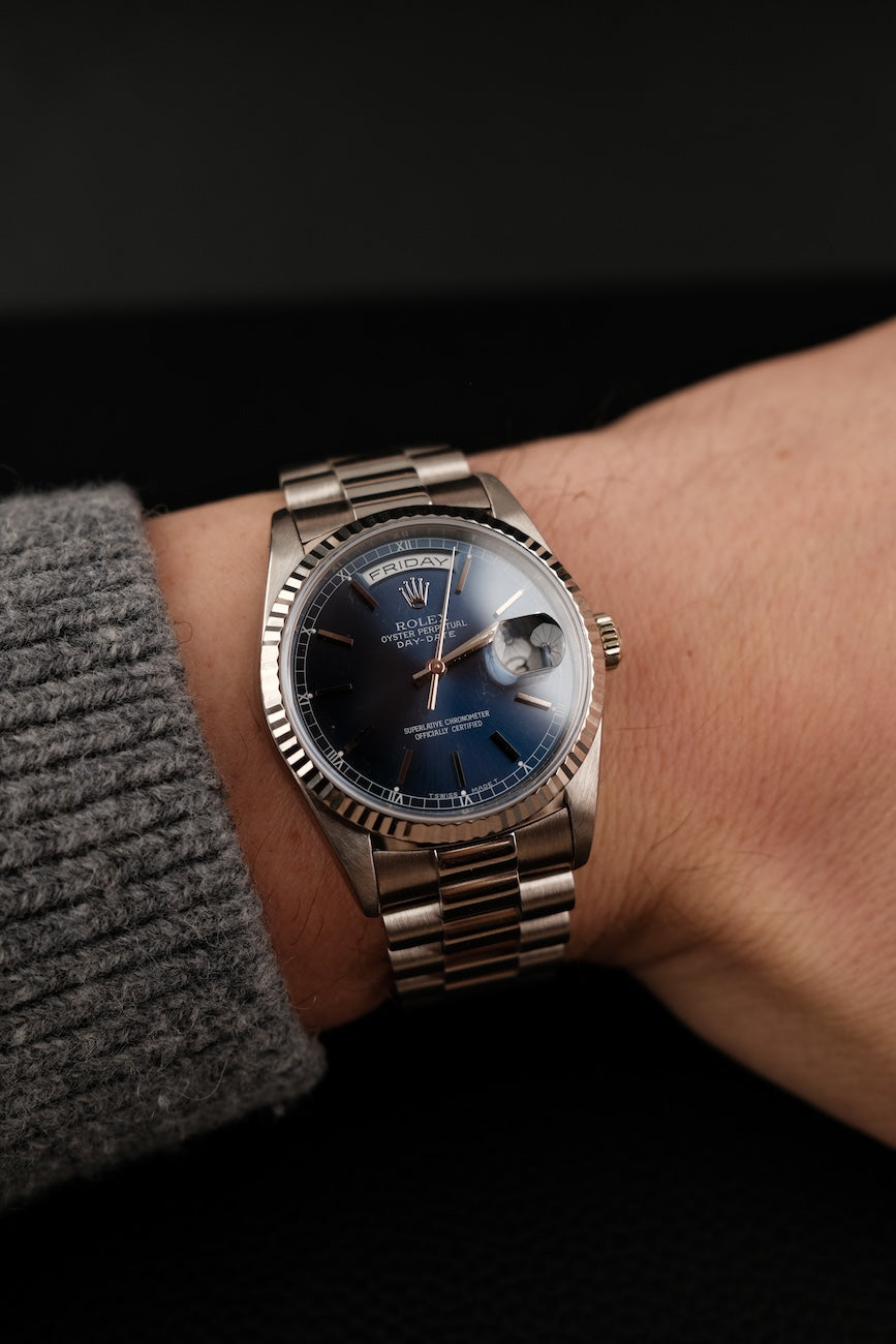 Rolex Day-Date 36 18239 Box + og. Papiere Blue Stick Dial