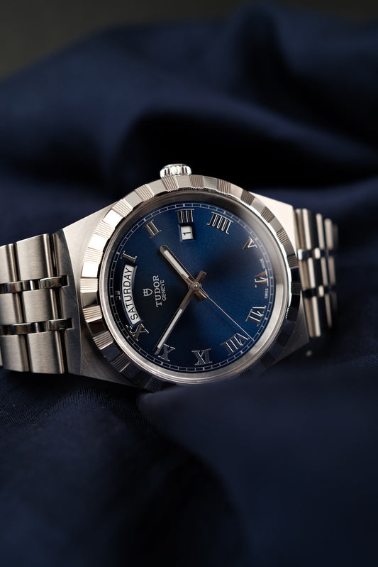 Tudor Royal 28600 Box + og. Papiere Blue Dial, First Buyer's Invoice, German Delivered