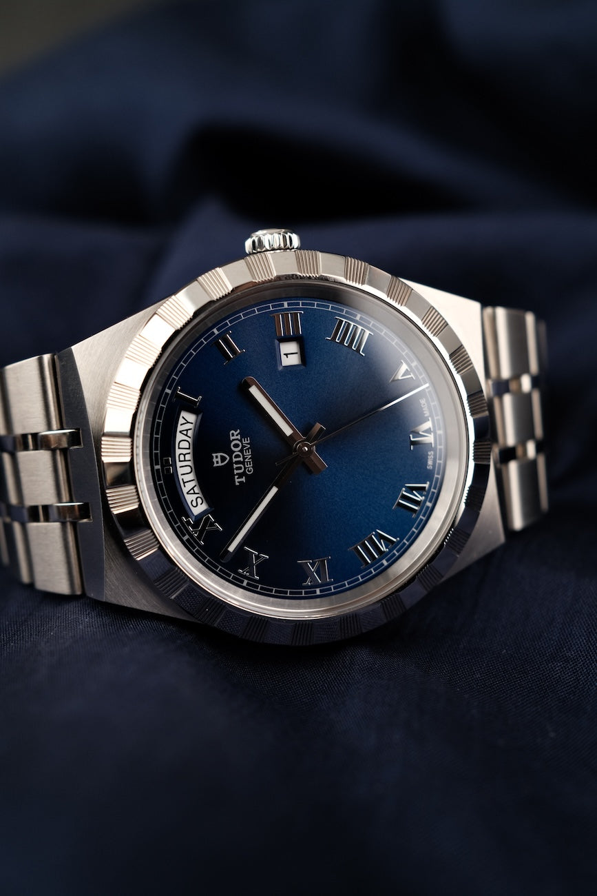 Tudor Royal 28600 Box + og. Papiere Blue Dial, First Buyer's Invoice, German Delivered