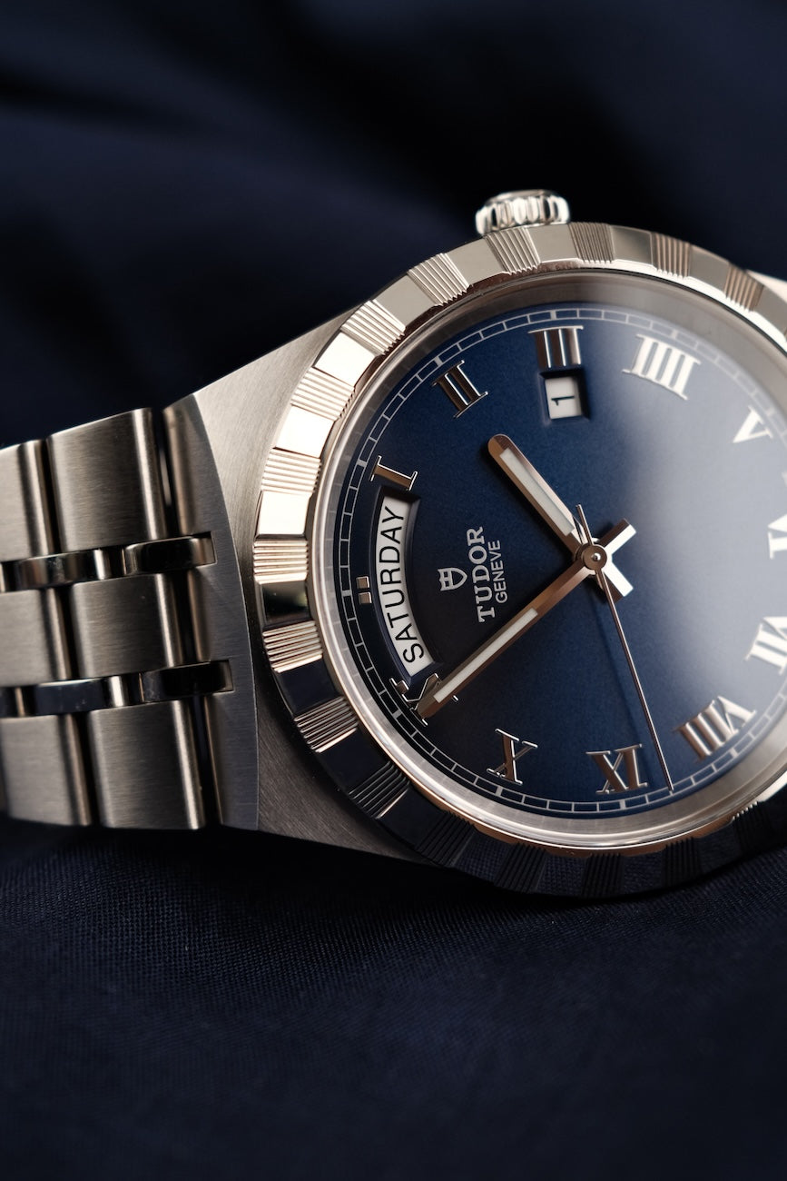 Tudor Royal 28600 Box + og. Papiere Blue Dial, First Buyer's Invoice, German Delivered