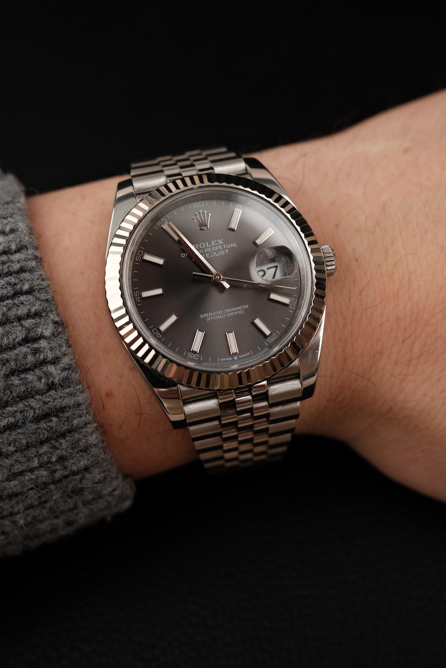 Rolex Datejust 41  126334 Box + og. Papiere Grey Rhodium Dial Jubilee Bracelet