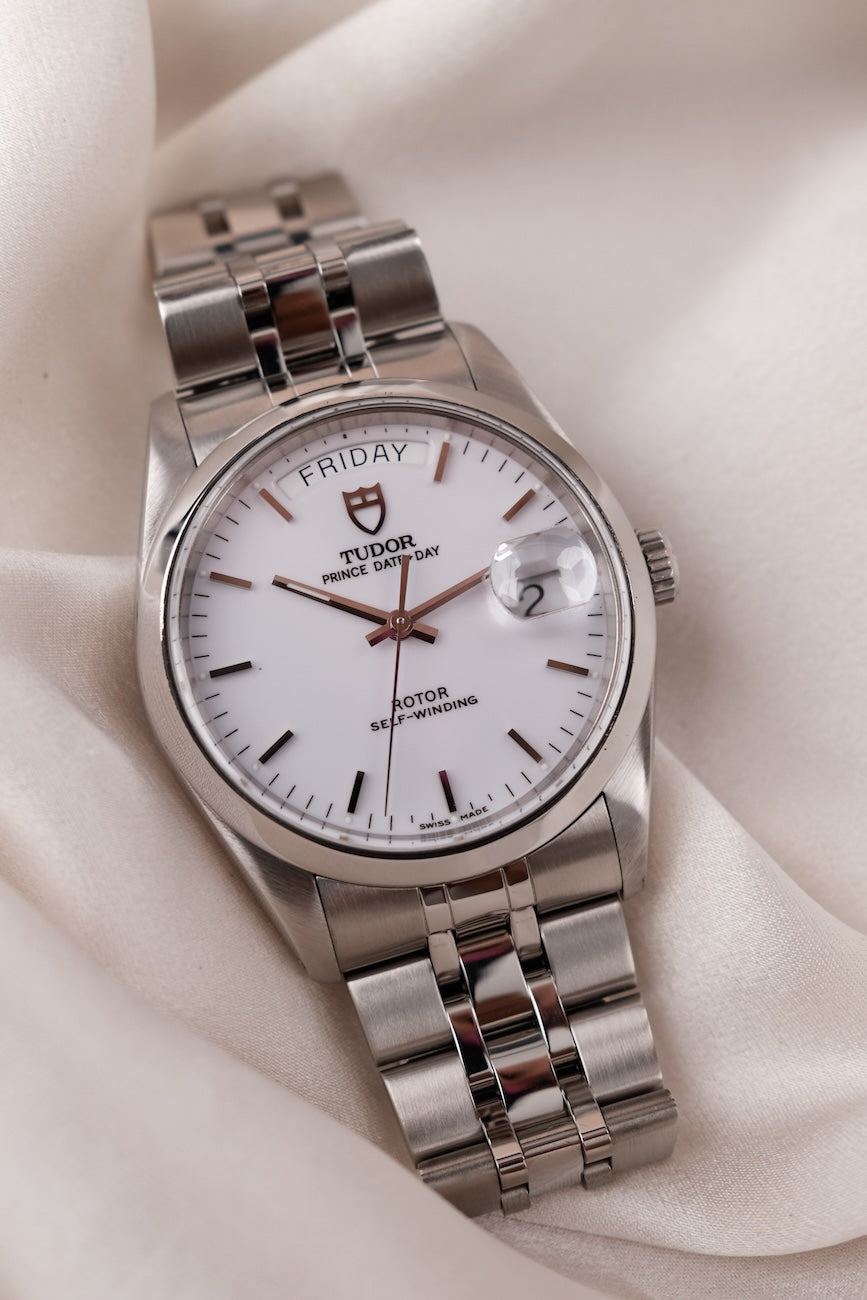 Tudor Prince Date Day 76200 Box + og. Papiere White Dial