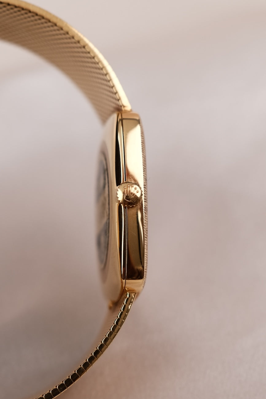 Rolex Cellini 4096 Box + og. Papiere Rare, Crazy Condition, Open Papers, Uncut Bracelet, 18k Gold