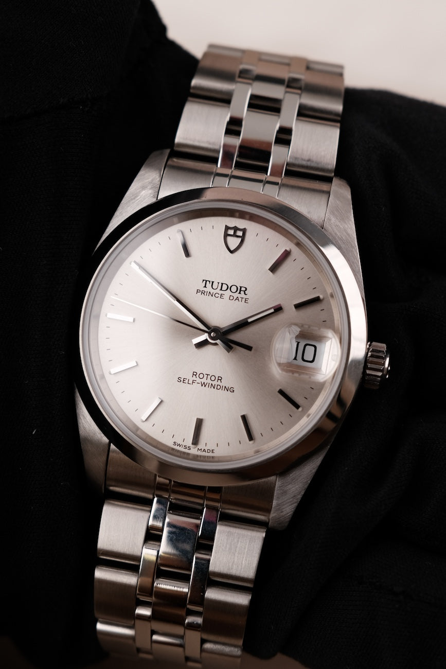 Tudor Prince Date, Steel, Silver Stick Dial, Smooth Bezel 74000 Original Papiere