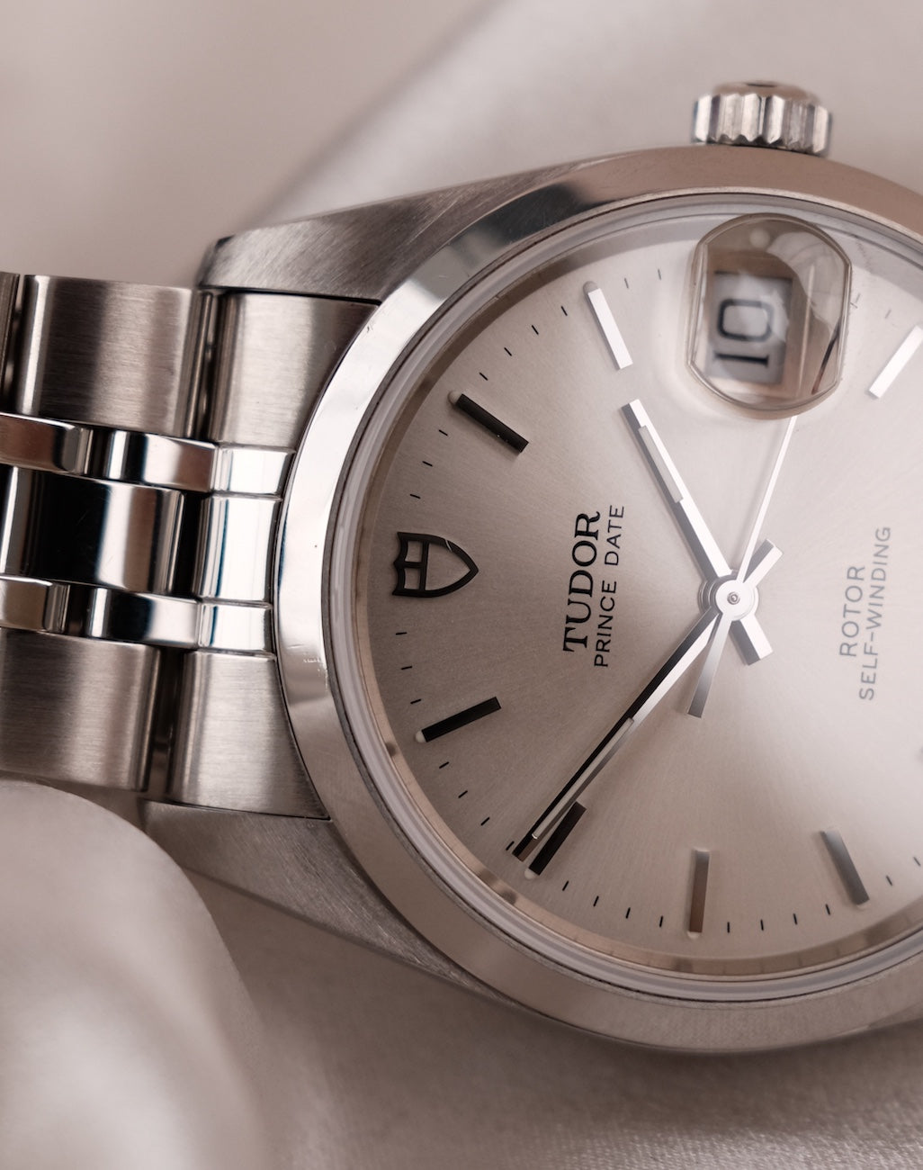 Tudor Prince Date, Steel, Silver Stick Dial, Smooth Bezel 74000 Original Papiere