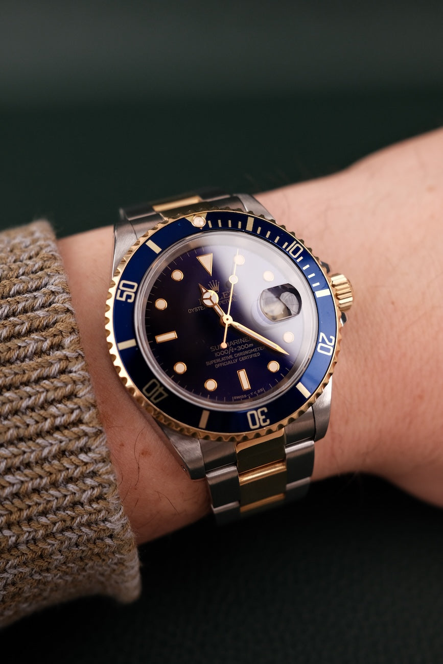 Rolex Submariner Date 16613 Box + og. Papiere S/G, Rare Purple Dial, Rolex Service 2017