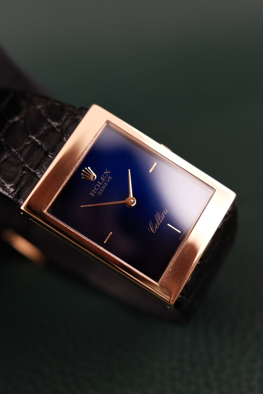 Rolex Cellini 5071 18k Gold, Blue Dial, Rolex Buckle & Strap, Copy of Original Papers