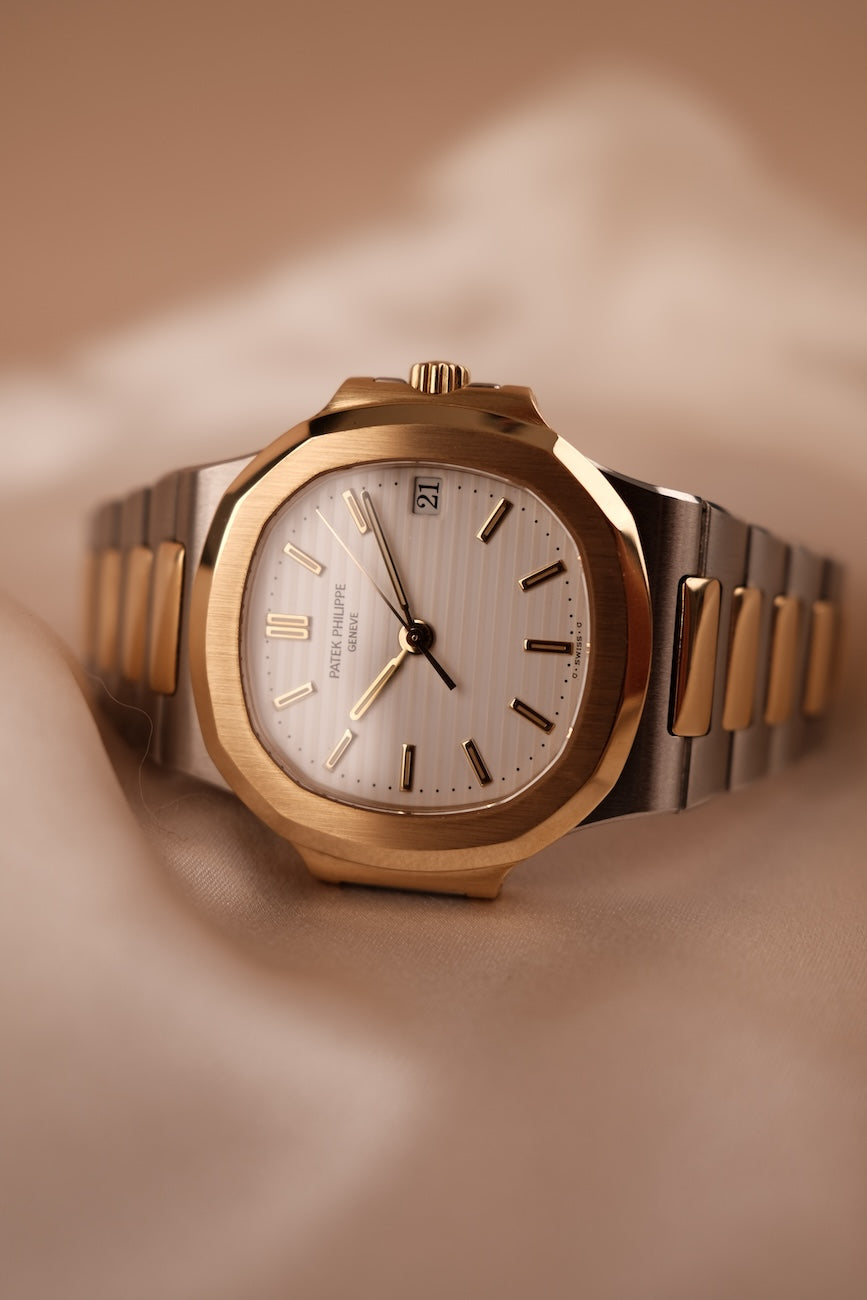 Patek Philippe Nautilus 3800 White Dial SERVICED Steel Gold