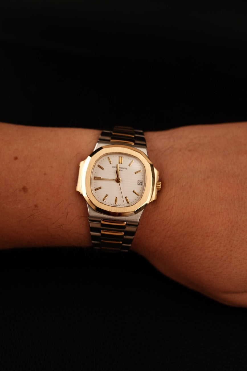 Patek Philippe Nautilus 3800 White Dial SERVICED Steel Gold