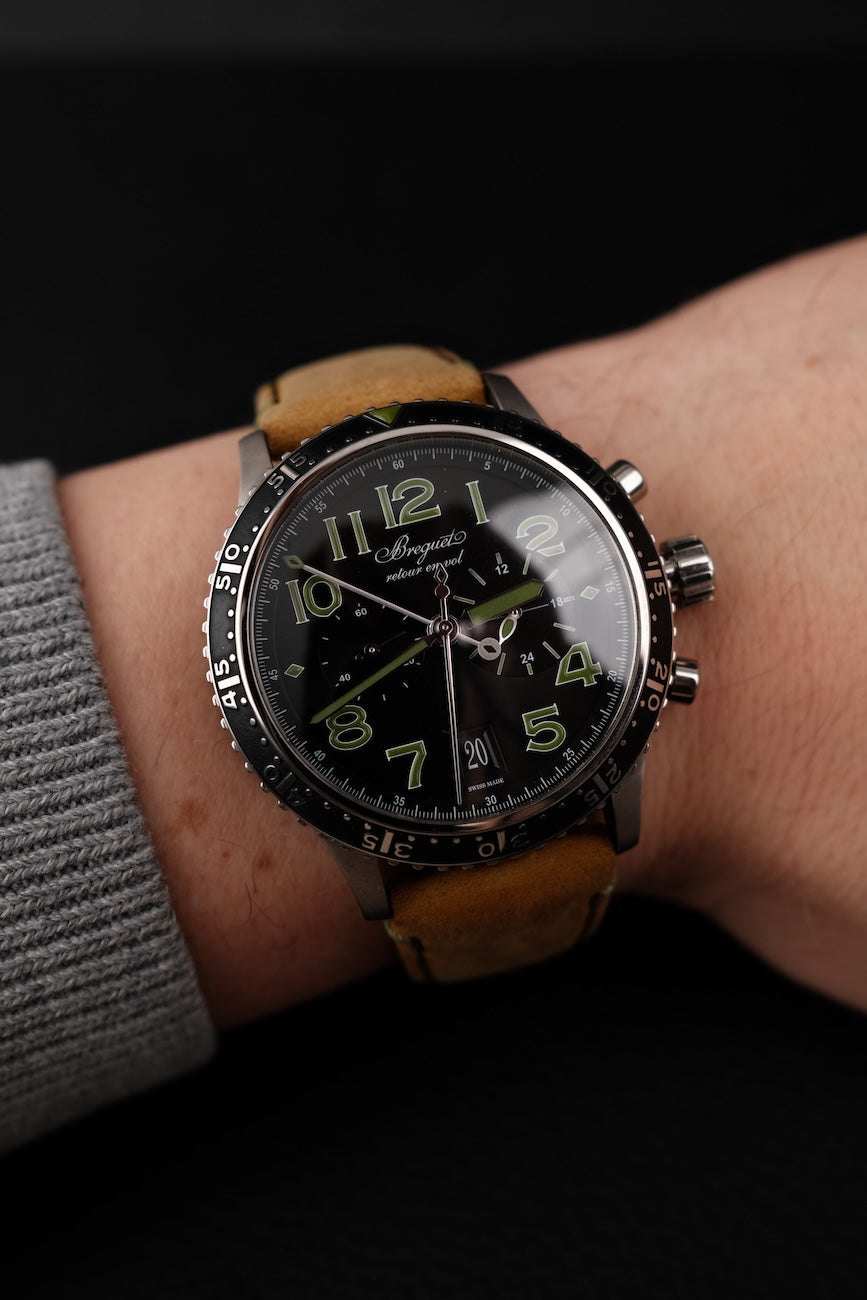 Breguet Typ XXI 3815TI/HM/3ZU Box + og. Papiere Titanium, Flyback Chronograph