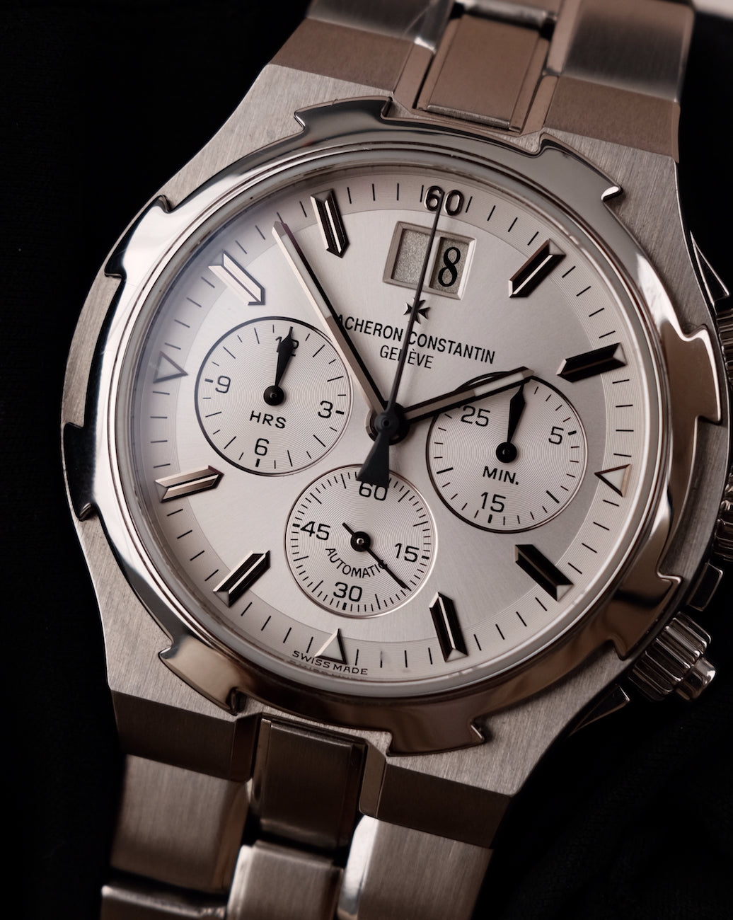 Vacheron Constantin Overseas Chronograph 49140 Original Papiere Mint Condition Silver Dial No Stretch