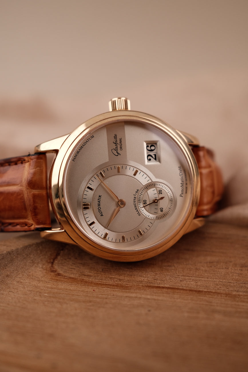 Glashütte PanoMaticDate 9001010104 Box + og. Papiere 18K Rose Gold, First Buyer's Invoice, German Delivered, Glashütte Service 2023