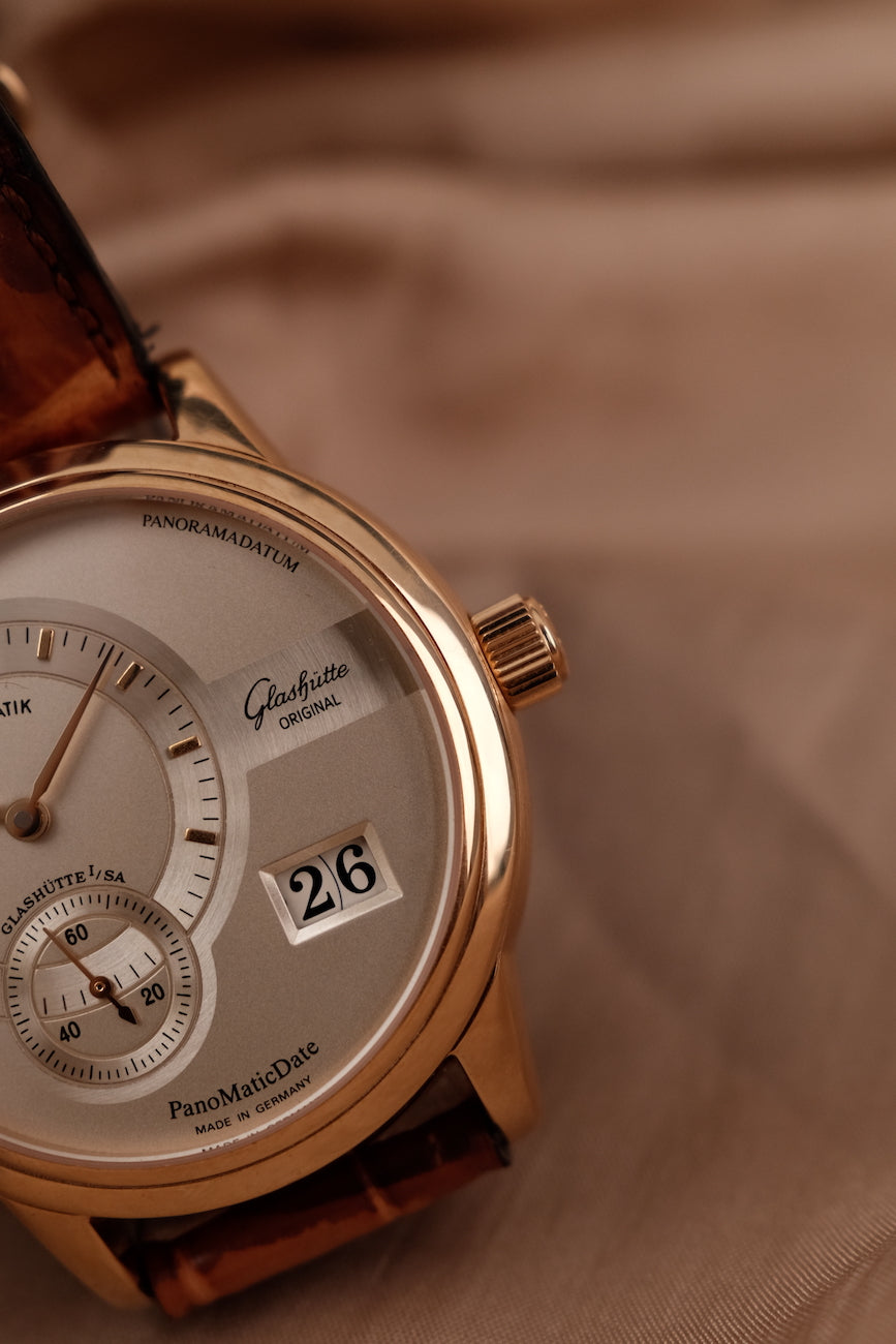 Glashütte PanoMaticDate 9001010104 Box + og. Papiere 18K Rose Gold, First Buyer's Invoice, German Delivered, Glashütte Service 2023