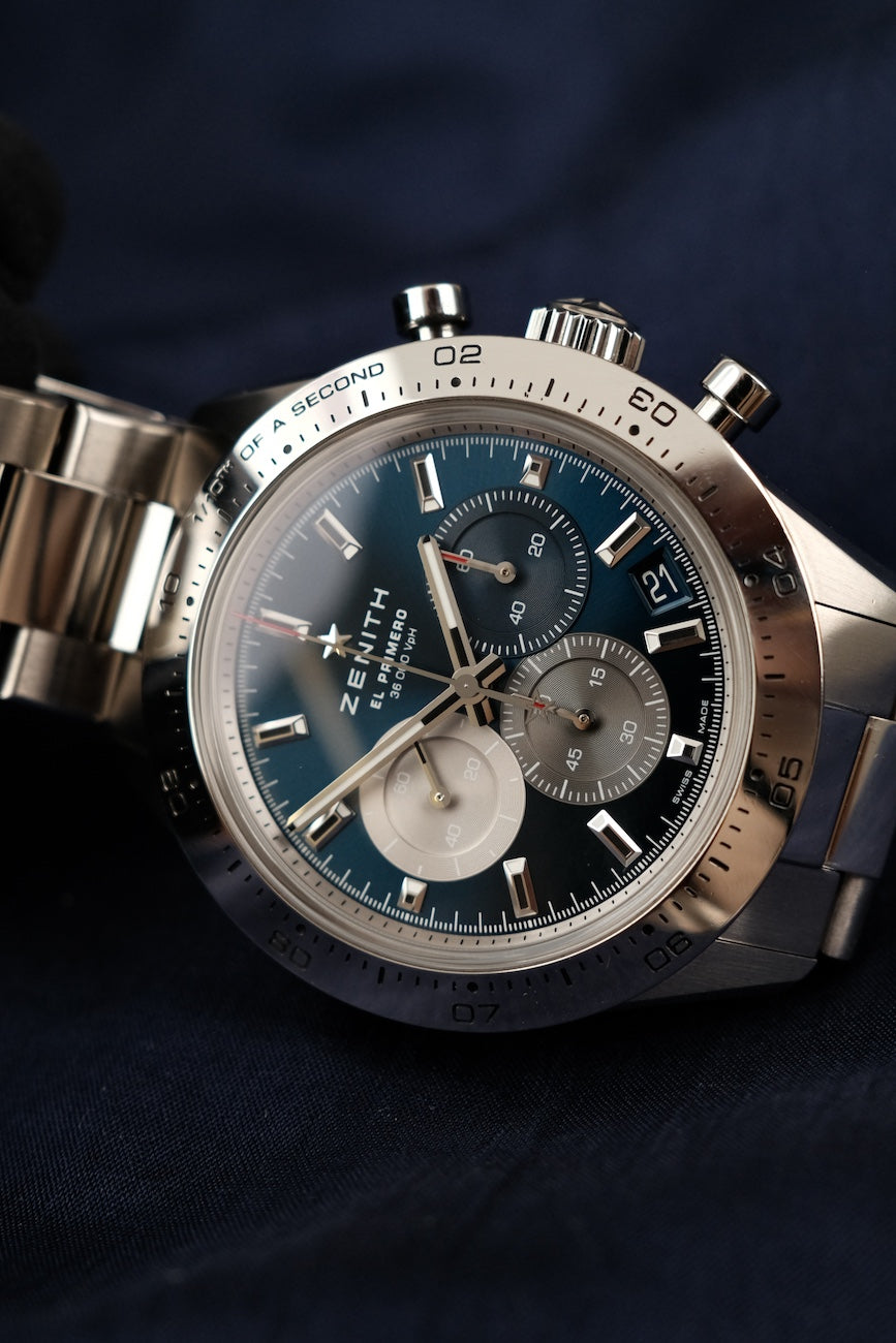 Zenith Chronomaster Sport Stahl 0331143600/51M3100 Box + og. Papiere Blue Dial, German Delivered, 41mm