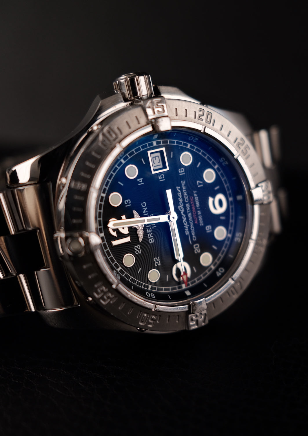 Breitling Superocean A17390 Schwarzes Blatt Box + Papiere TOP ZUSTAND