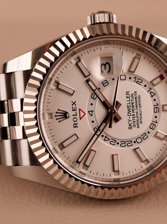 Rolex Sky-Dweller 326934 Box + og. Papiere White Dial Jubilee Bracelet