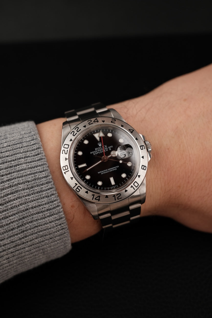 Rolex Explorer II 16570 Box + og. Papiere Black Dial, Serviced, A-Series