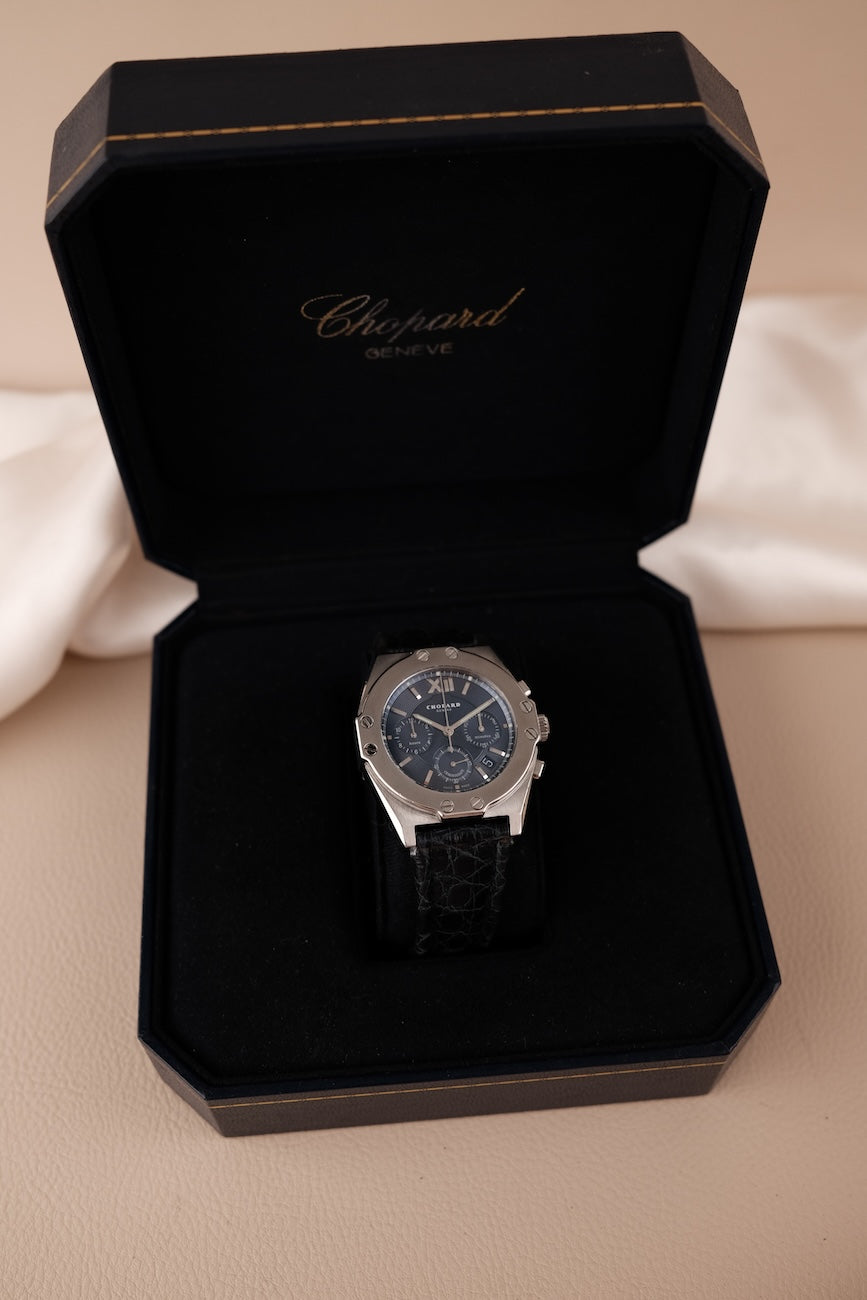 Chopard St. Moritz 8386 Box Blue Dial Chrono SERVICED