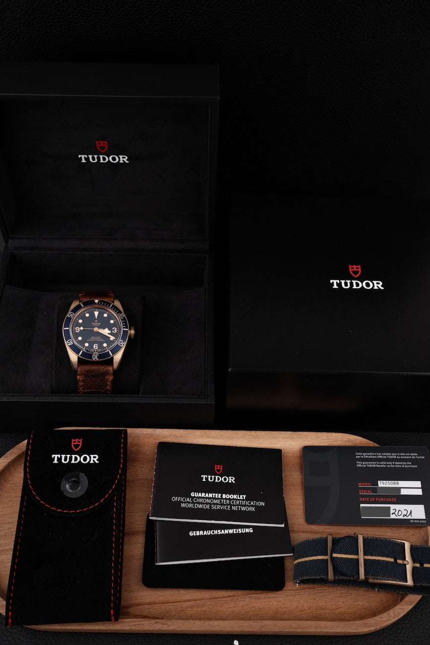 Tudor Black Bay Bronze 79250BB Box + og. Papiere Bucherer Edition Blue