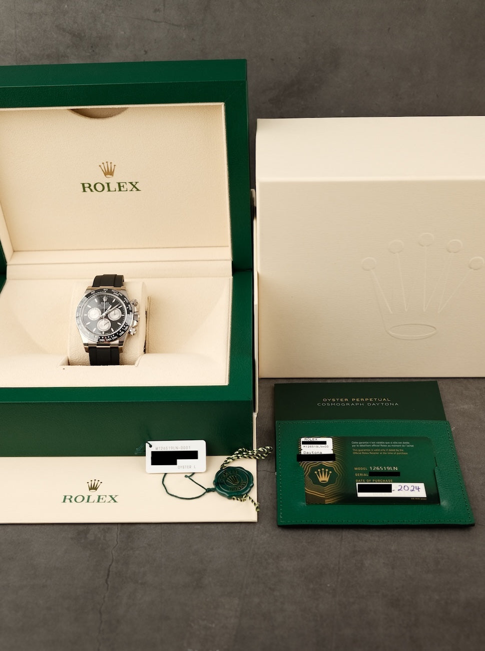 Rolex Daytona  126519LN Box + og. Papiere Whitegold NEW 08/2024 German First Buyer’s Invoice Stickered