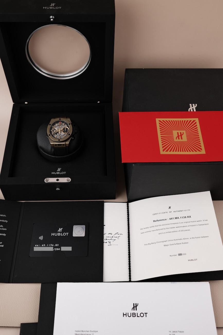 Hublot Big Bang Unico 441MX1138RX Box + og. Papiere Full Magic Gold Big Limited to 200 pieces, First Buyer's Invoice