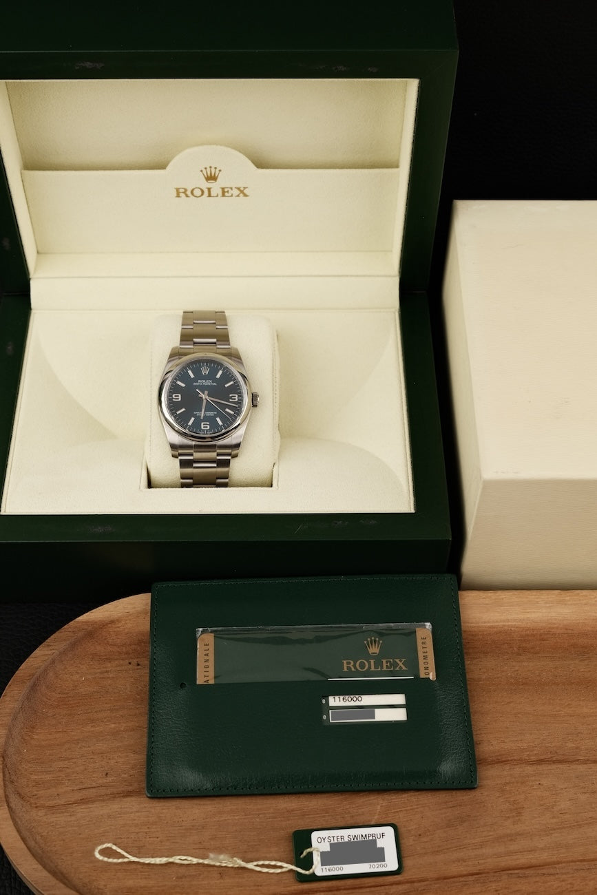 Rolex Oyster Perpetual 36 116000 Box + og. Papiere Blue Dial