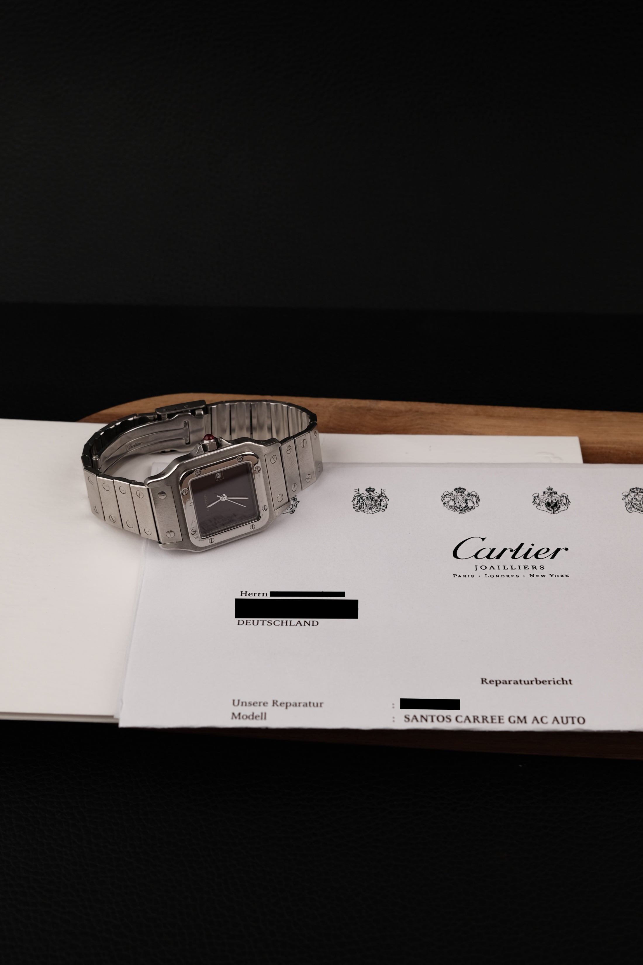 Cartier Santos Carrée  2960 Service Papers/Extrakt "Burgundy", Cartier Service 2025