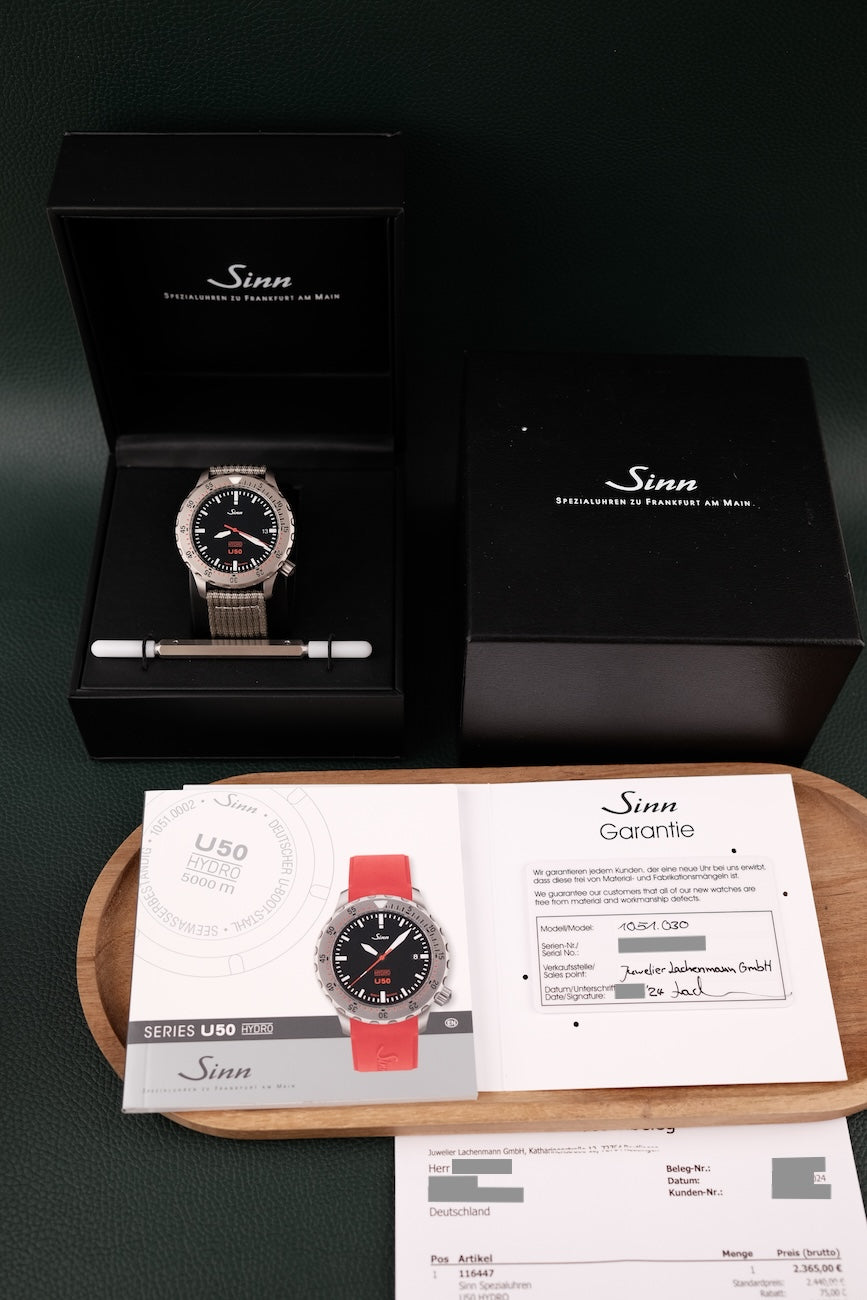 Sinn Hydro U50 1051.030 Box + og. Papiere 41mm