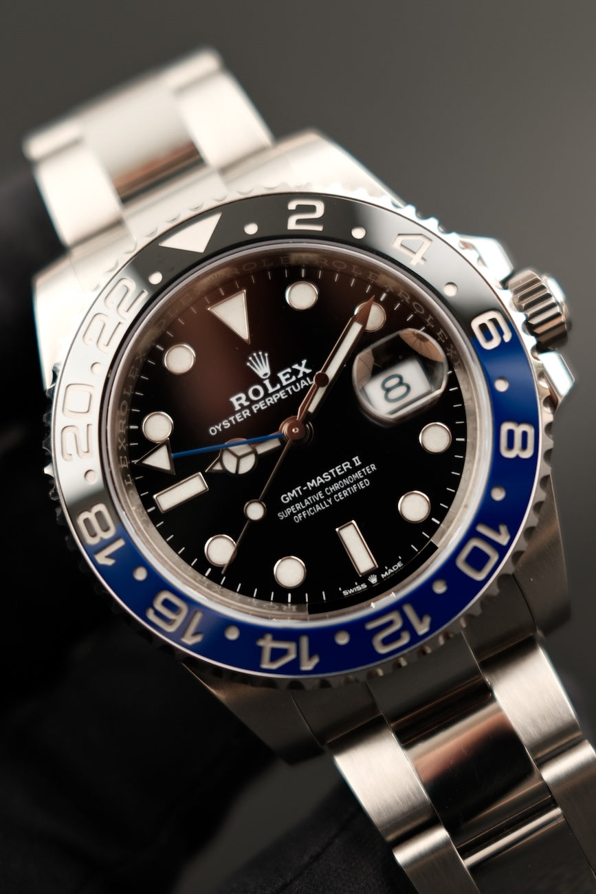 Rolex GMT-Master II "Batman" 126710BLNR Box + og. Papiere LC100, First Buyer's Invoice