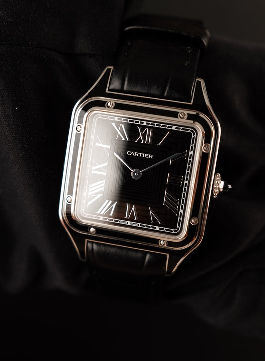 Cartier Santos Dumont Black Lacquer WSSA0046 Box + og. Papiere German First Buyer´s Invoice