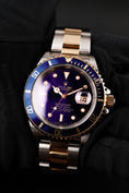 Carica l'immagine nel visualizzatore della galleria, Rolex Submariner Date 16613 Box + og. Papiere S/G, Rare Purple Dial, Rolex Service 2017
