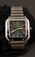 Load image into Gallery viewer, Cartier Santos WSSA0061 Box + og. Papiere Green Dial, First Buyer's Invoice, German Delivered
