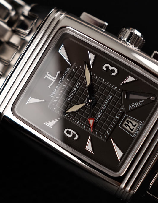 Jaeger-LeCoultre Reverso Gran Sport Chronograph 295859 Box + og. Papiere Rare Black Dial, 2024 Jaeger LeCoultre Service, LC DE