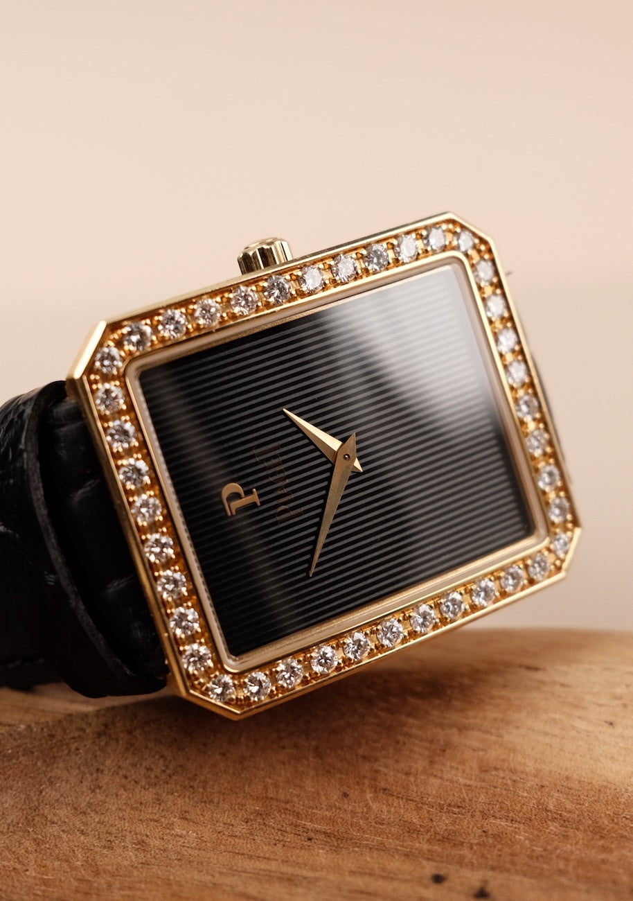 Piaget Protocol 90155 Factory Diamond Dial Black "Tapestry Dial"