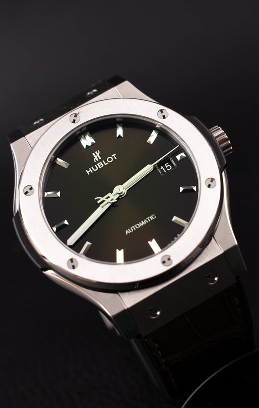 Hublot Classic Fusion 542NX8970LR Box + og. Papiere Green Titanium, 42 mm