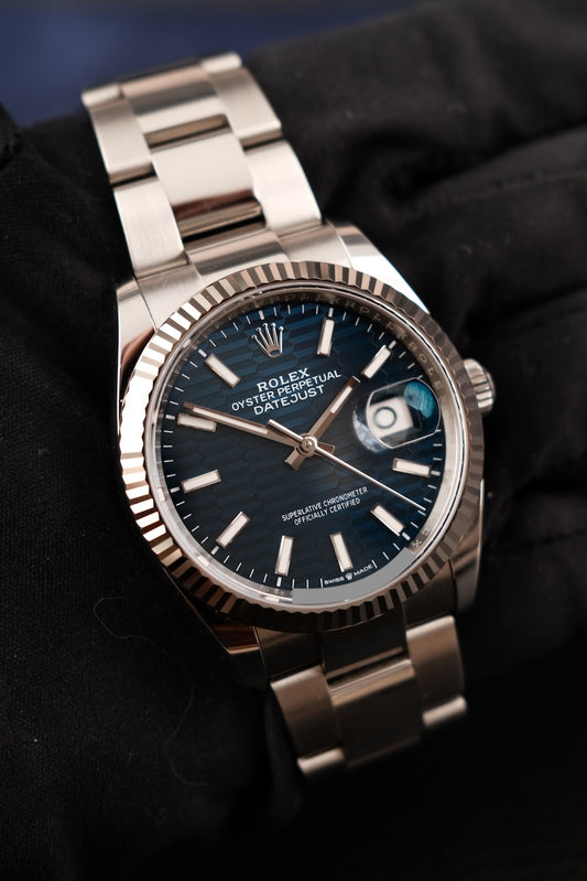 Rolex Datejust 36 126234 Box + og. Papiere Blue Motif Dial