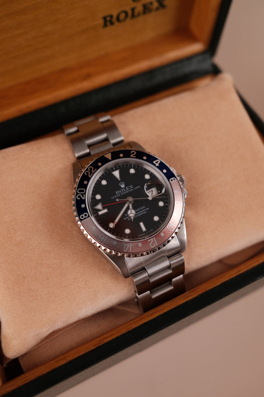 Rolex GMT-Master Pepsi LC100 16700 Box + og. Papiere Faded Bezel SERVICED