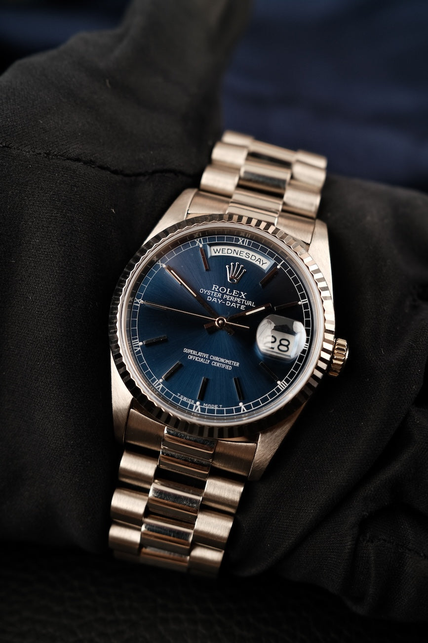 Rolex Day-Date 36 18239 Box + og. Papiere Blue Stick Dial