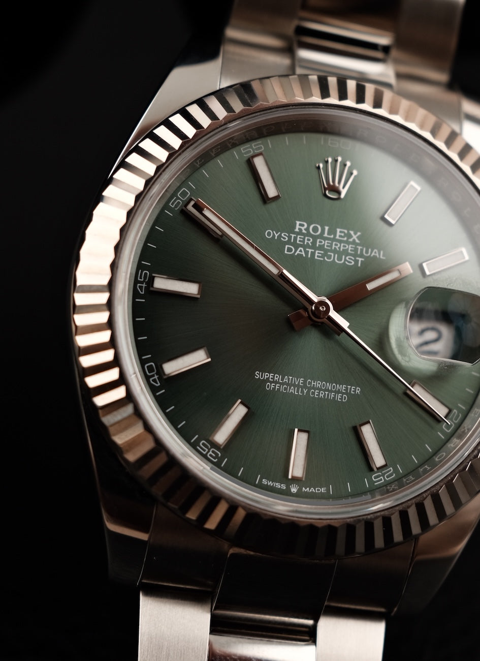 Rolex Datejust 41 Mintgreen 126334 Box + og. Papiere Oyster